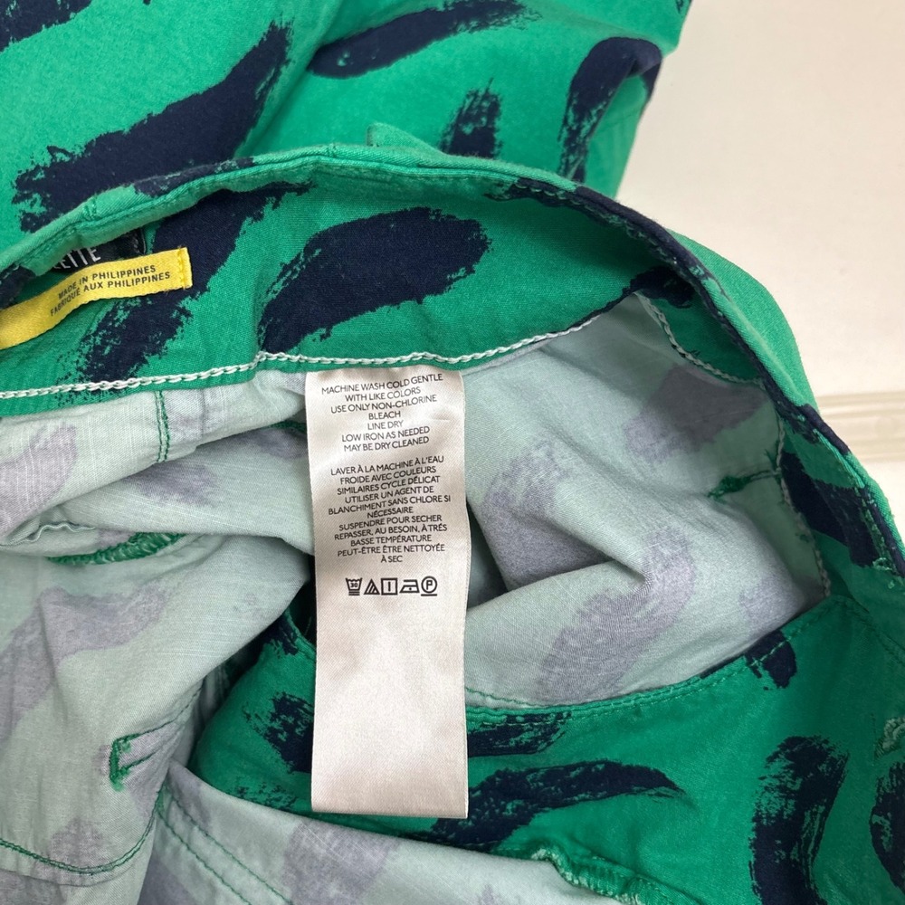 Maeve Anthropologie Colette Pants Sz 29 30X26 Green Paint Print Wide Leg Cropped - Picture 6 of 7
